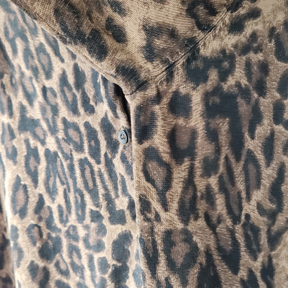 Lauren Ralph Lauren Brown Leopard Print Cardigan Sweater - Picture 9 of 10